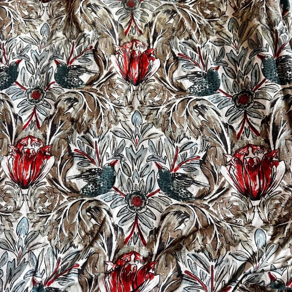 Southern Living at Dillards 100% Linen Tablecloth Bird Floral Print 60x120 Rect